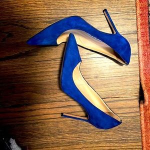 Blue Manolo Blanik BB 105mm Suede Pumps